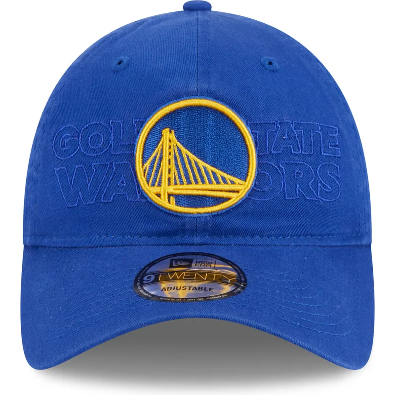 kepure-islenkta-melyna-reguliuojama-juostele-9twenty-draft-edition-2023-golden-state-warriors-nba-new-era