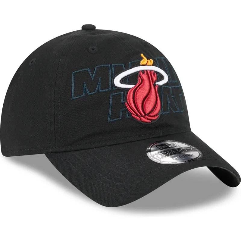 kepure-islenkta-juoda-reguliuojama-juostele-9twenty-draft-edition-2023-miami-heat-nba-new-era
