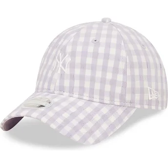 Kepurė išlenkta violetinė reguliuojama juostelė 9TWENTY Gingham New York Yankees MLB New Era