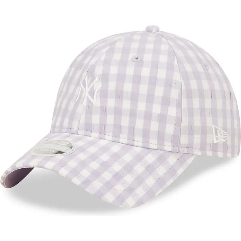 cap-islenkta-violet-adjustable-strap-claro-9twenty-gingham-new-york-yankees-mlb-new-era
