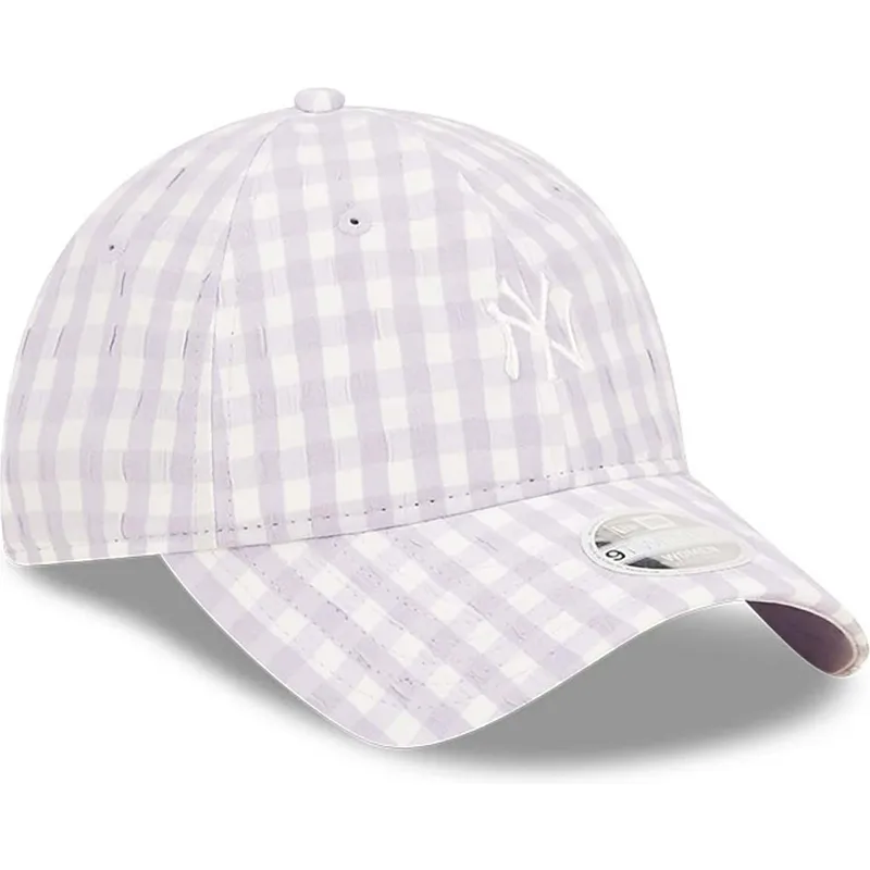 cap-islenkta-violet-adjustable-strap-claro-9twenty-gingham-new-york-yankees-mlb-new-era