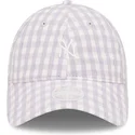kepure-islenkta-violetine-reguliuojama-juostele-claro-9twenty-gingham-new-york-yankees-mlb-new-era
