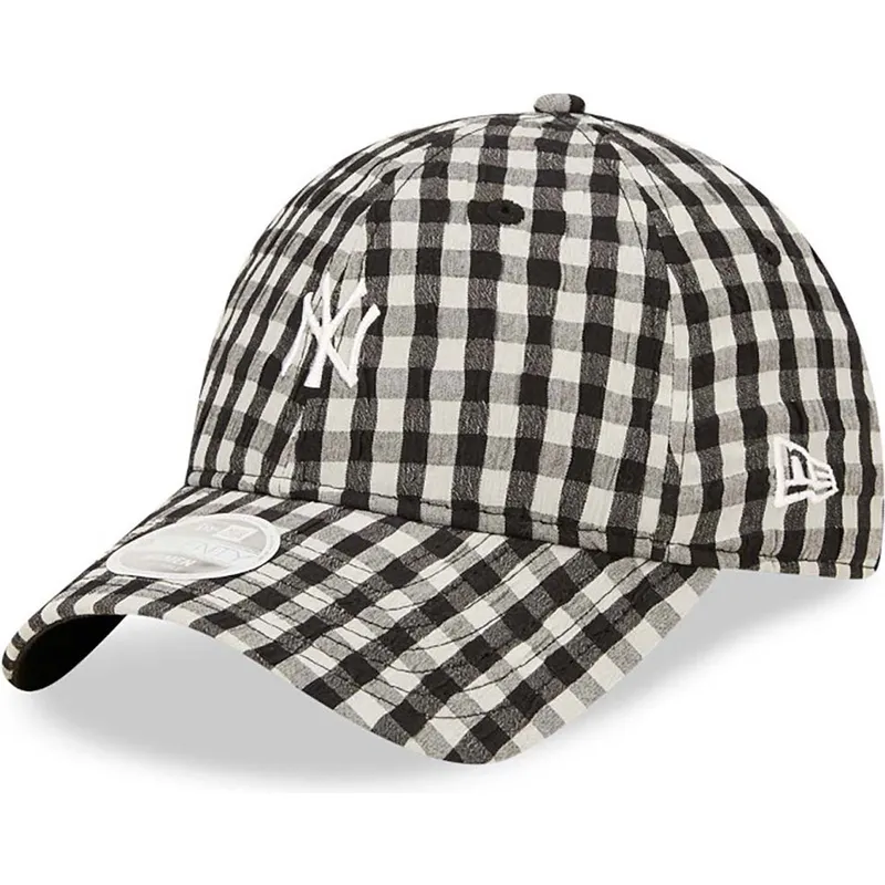 kepure-islenkta-juoda-reguliuojamas-9twenty-gingham-new-york-yankees-mlb-new-era