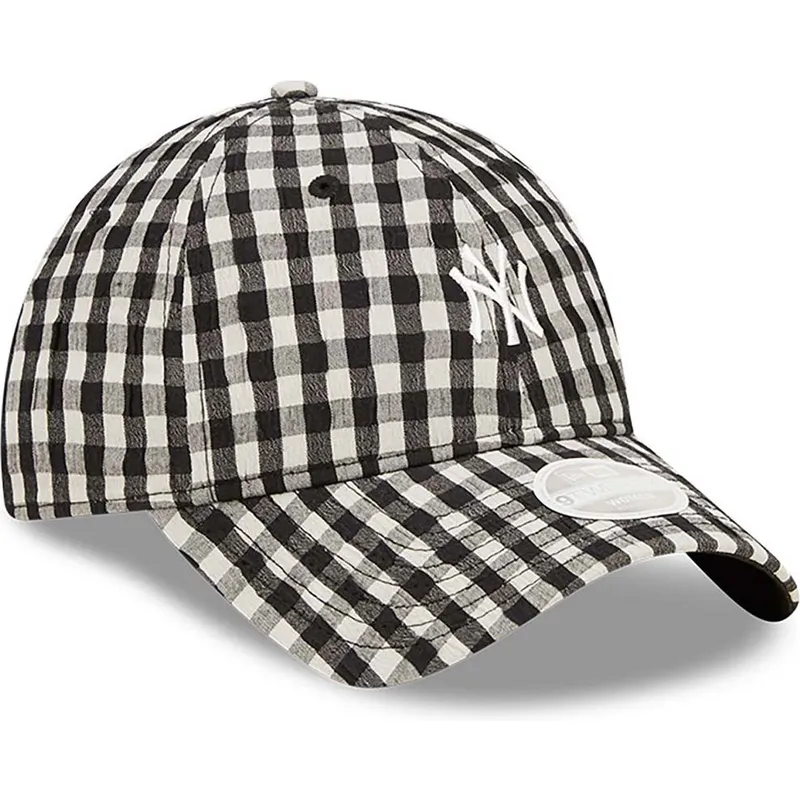 kepure-islenkta-juoda-reguliuojamas-9twenty-gingham-new-york-yankees-mlb-new-era