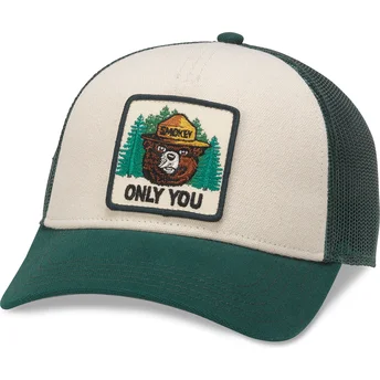 Beżowo-zielona czapka trucker snapback Smokey Bear Valin od American Needle