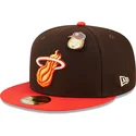 kepure-plokscia-ruda-priglundantis-59fifty-the-elements-fire-pin-miami-heat-nba-new-era