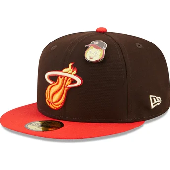 Kepurė plokščia ruda priglundanti 59FIFTY The Elements Fire Pin Miami Heat NBA New Era