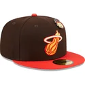 kepure-plokscia-ruda-priglundanti-59fifty-the-elements-fire-pin-miami-heat-nba-new-era