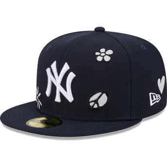kepure-plokscia-tamsiai-melyna-priglundanti-59fifty-sunlight-pop-new-york-yankees-mlb-new-era