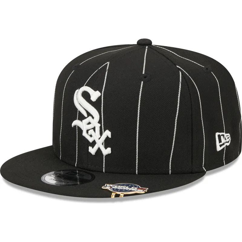 kepure-plokscia-juoda-snapback-9fifty-pinstripe-visor-clip-chicago-white-sox-mlb-new-era