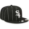 kepure-plokscia-juoda-snapback-9fifty-pinstripe-visor-clip-chicago-white-sox-mlb-new-era