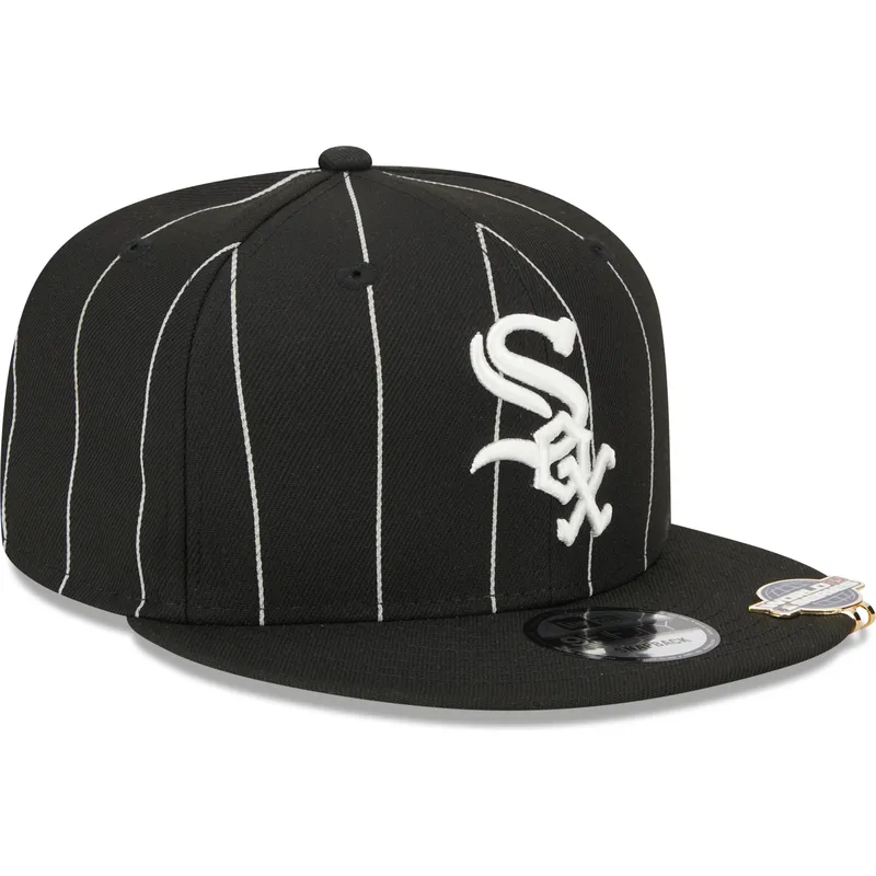kepure-plokscia-juoda-snapback-9fifty-pinstripe-visor-clip-chicago-white-sox-mlb-new-era