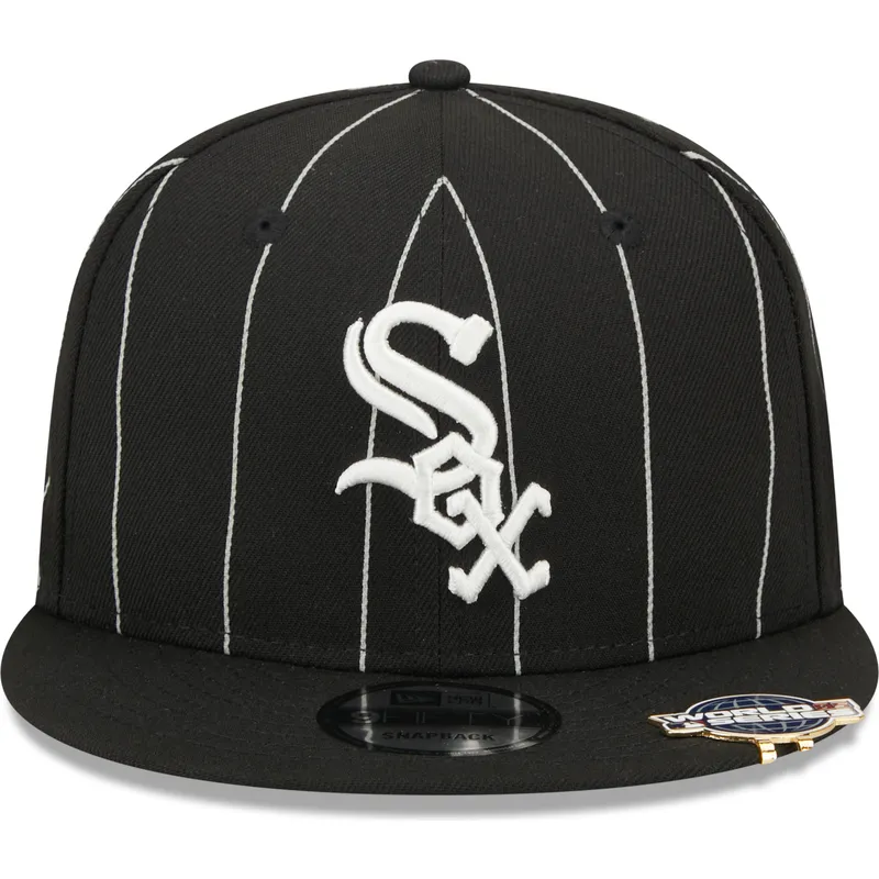 kepure-plokscia-juoda-snapback-9fifty-pinstripe-visor-clip-chicago-white-sox-mlb-new-era