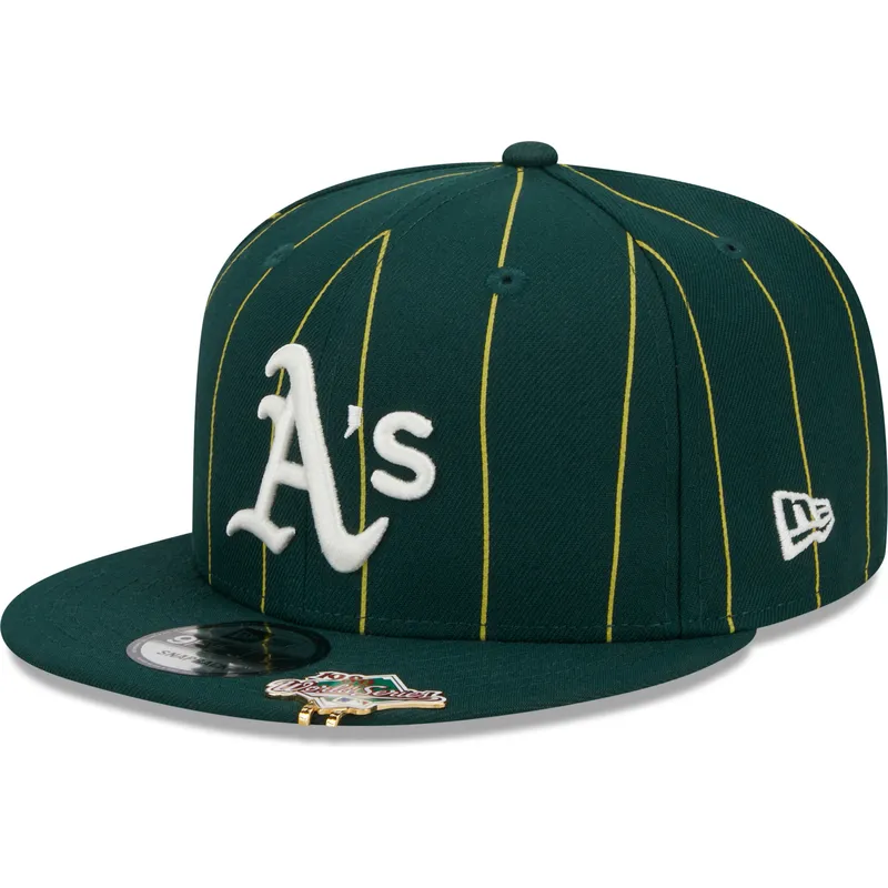 kepure-plokscia-zalia-snapback-9fifty-pinstripe-visor-clip-oakland-athletics-mlb-new-era