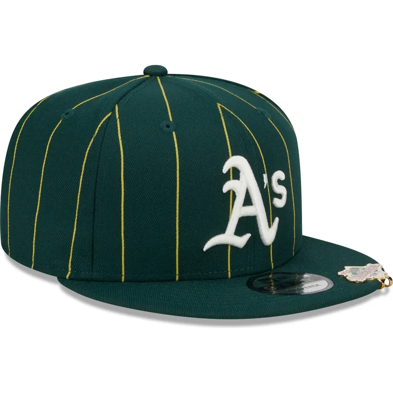kepure-plokscia-zalia-snapback-9fifty-pinstripe-visor-clip-oakland-athletics-mlb-new-era