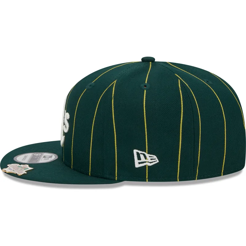 kepure-plokscia-zalia-snapback-9fifty-pinstripe-visor-clip-oakland-athletics-mlb-new-era