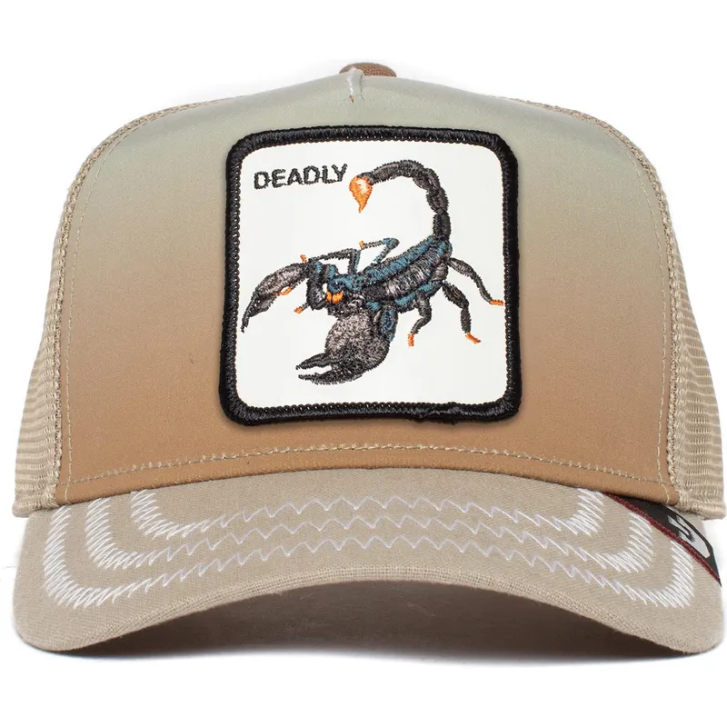 czapka-trucker-bezowa-skorpion-deadly-get-over-here-the-farm-od-goorin-bros