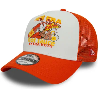 New Era Hot Sauce A Frame Food White and Orange Trucker Hat