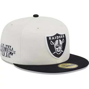 New Era Flat Brim 59FIFTY Championships Las Vegas Raiders NFL White and Black Fitted Cap