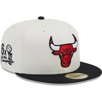 kepure-plokscia-balta-priglundanti-59fifty-championships-chicago-bulls-nba-new-era