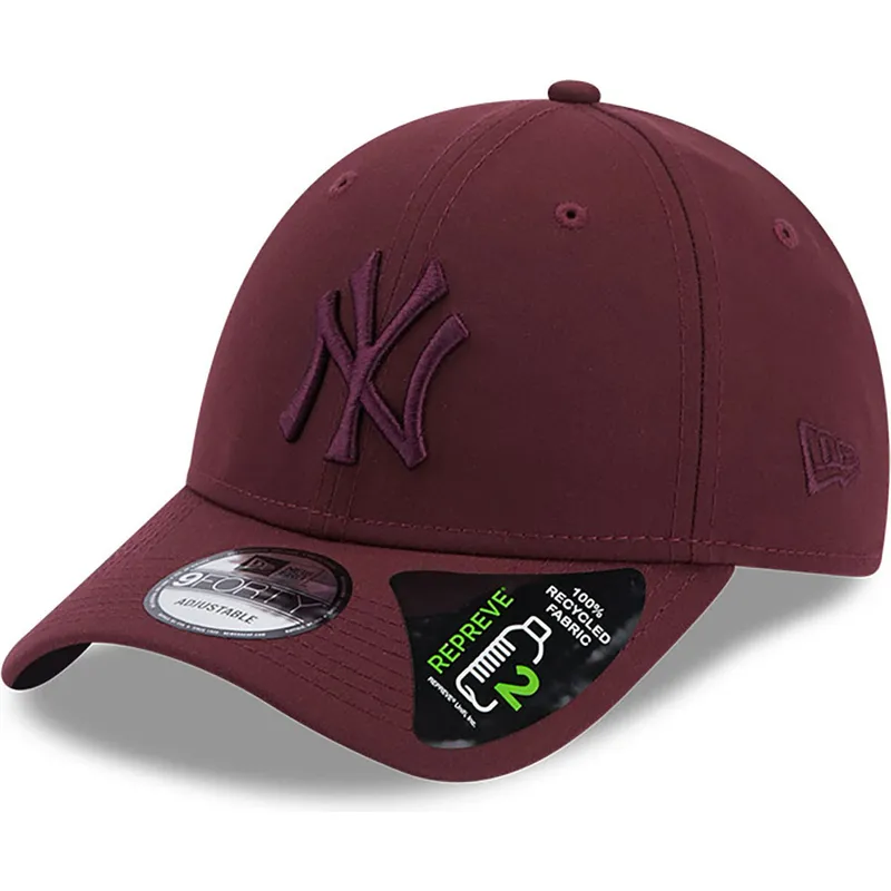 kepure-islenkta-raudona-reguliuojamas-9forty-repreve-new-york-yankees-mlb-new-era