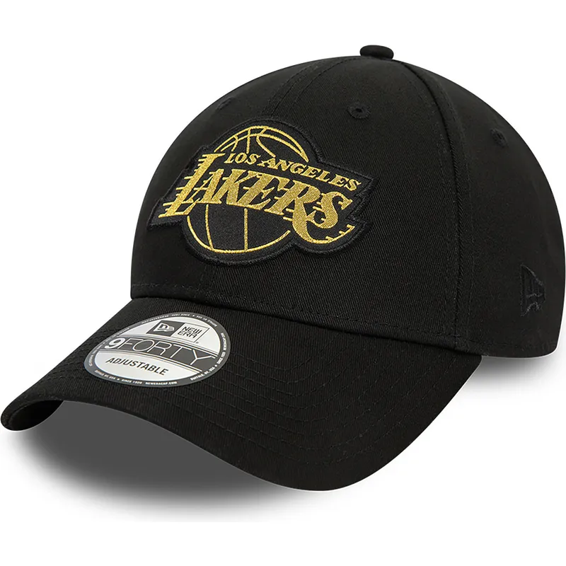 kepure-islenkta-juoda-reguliuojamas-9forty-metallic-badge-los-angeles-lakers-nba-new-era