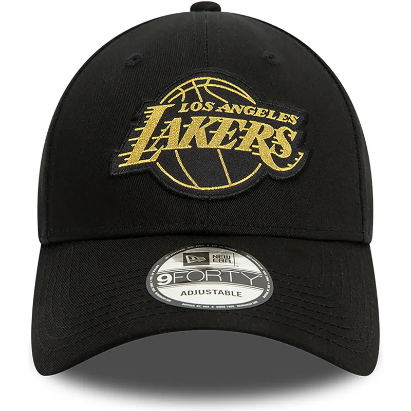 kepure-islenkta-juoda-reguliuojamas-9forty-metallic-badge-los-angeles-lakers-nba-new-era