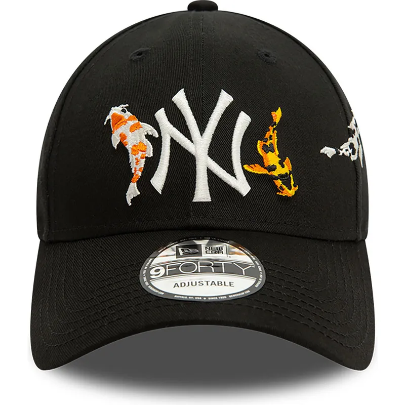kepure-islenkta-juoda-reguliuojamas-9forty-koi-fish-new-york-yankees-mlb-new-era