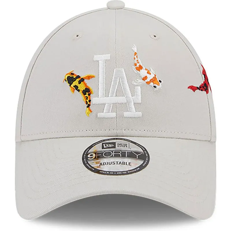 cap-islenkta-beige-adjustable-strap-9forty-koi-fish-los-angeles-dodgers-mlb-new-era