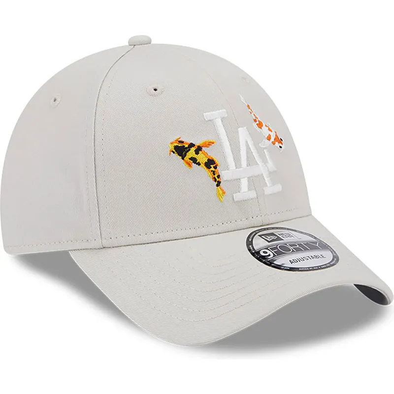 cap-islenkta-beige-adjustable-strap-9forty-koi-fish-los-angeles-dodgers-mlb-new-era