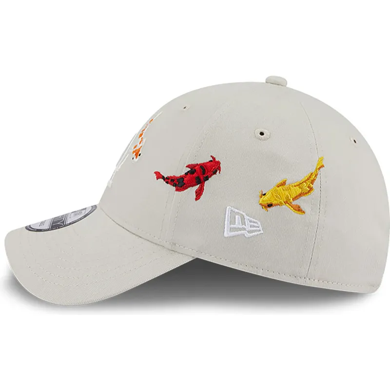 cap-islenkta-beige-adjustable-strap-9forty-koi-fish-los-angeles-dodgers-mlb-new-era