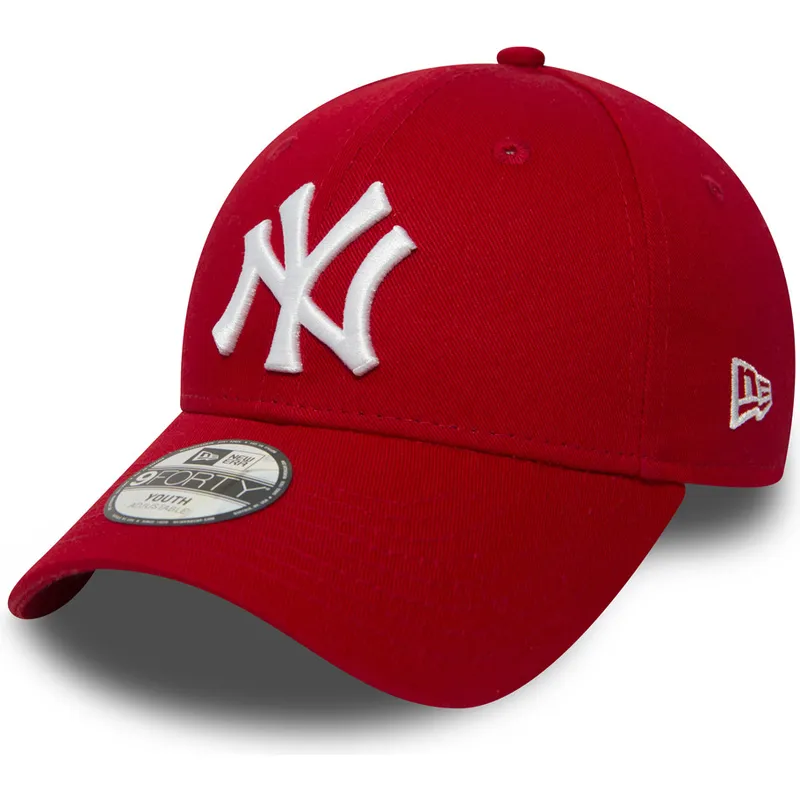 kepure-islenkta-raudona-reguliuojama-juostele-vaikams-9forty-essential-new-york-yankees-mlb-new-era