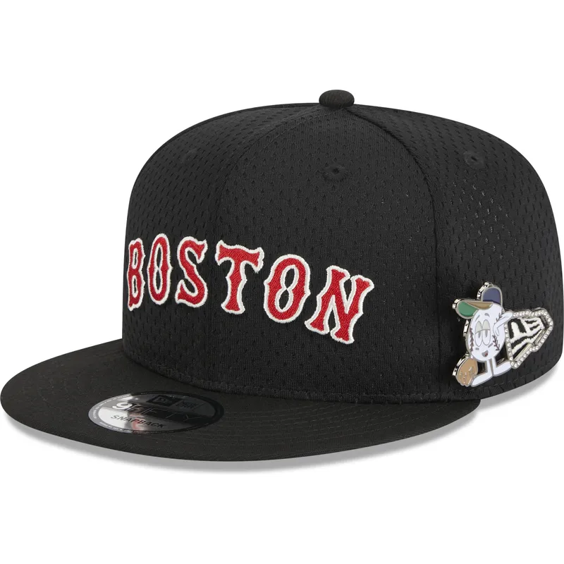 kepure-plokscia-juoda-snapback-9fifty-post-up-pin-boston-red-sox-mlb-new-era