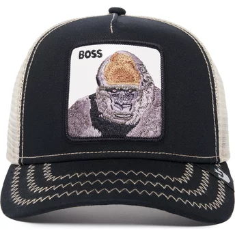 Czarna i biała trukerska czapka z gorilem The Boss The Farm od Goorin Bros.