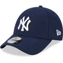 kepure-islenkta-tamsiai-melyna-reguliuojamas-9forty-essential-melton-wool-new-york-yankees-mlb-new-era