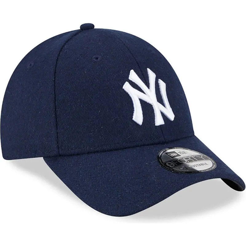 kepure-islenkta-tamsiai-melyna-reguliuojamas-9forty-essential-melton-wool-new-york-yankees-mlb-new-era