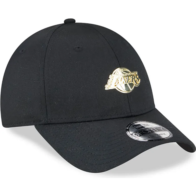 kepure-islenkta-juoda-reguliuojamas-9forty-pin-los-angeles-lakers-nba-new-era