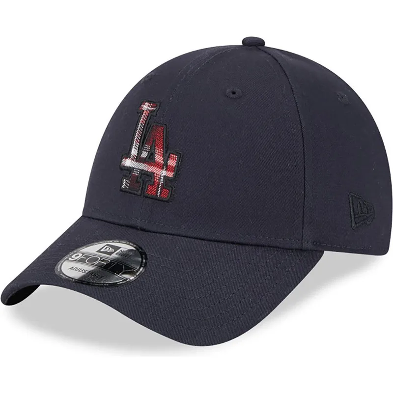 kepure-islenkta-tamsiai-melyna-reguliuojamas-9forty-check-infill-los-angeles-dodgers-mlb-new-era