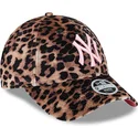 cap-islenkta-leopard-adjustable-strap-rosa-9forty-velour-new-york-yankees-mlb-new-era