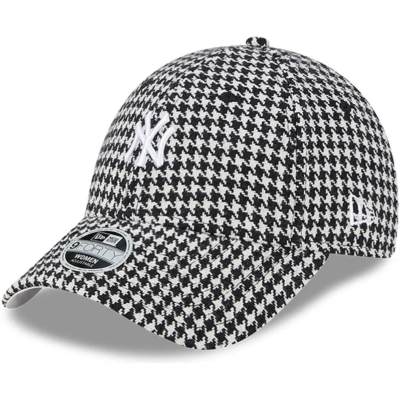 kepure-islenkta-juoda-reguliuojamas-9forty-houndstooth-new-york-yankees-mlb-new-era