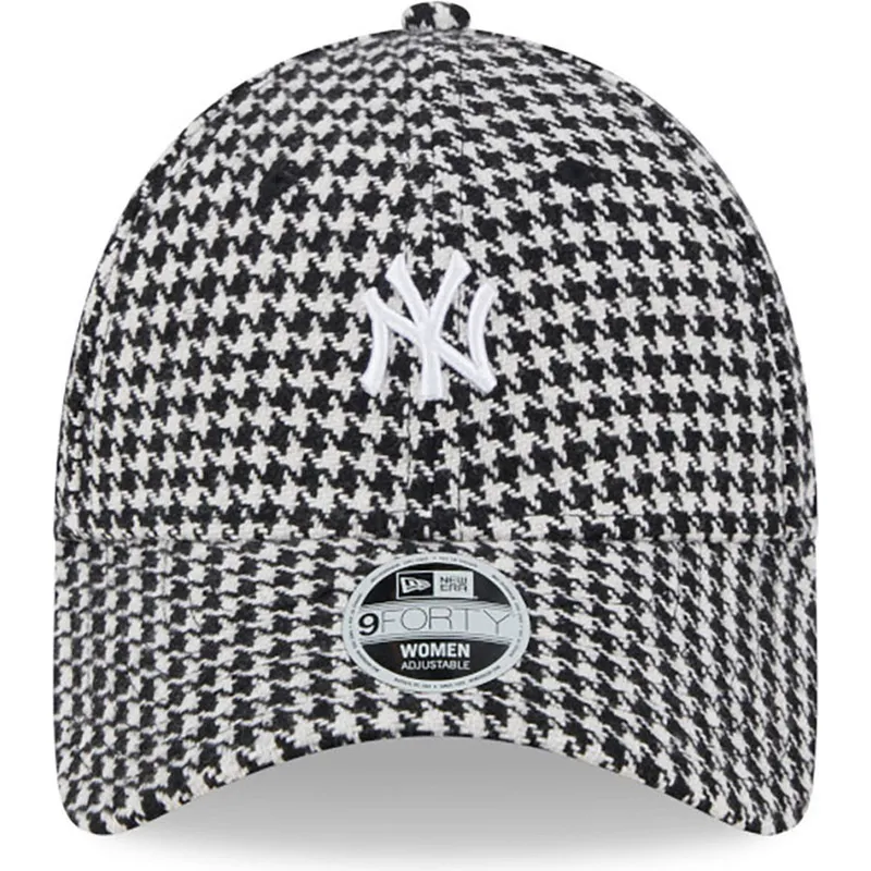 kepure-islenkta-juoda-reguliuojamas-9forty-houndstooth-new-york-yankees-mlb-new-era