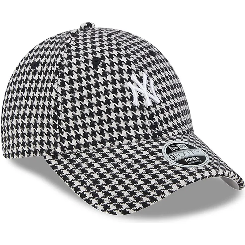 kepure-islenkta-juoda-reguliuojamas-9forty-houndstooth-new-york-yankees-mlb-new-era
