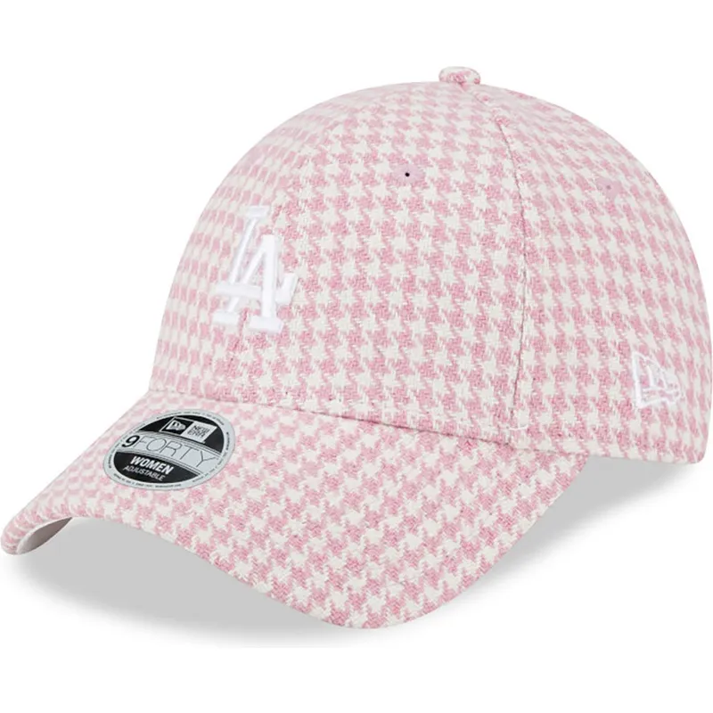 kepure-islenkta-rozine-reguliuojamas-9forty-houndstooth-los-angeles-dodgers-mlb-new-era