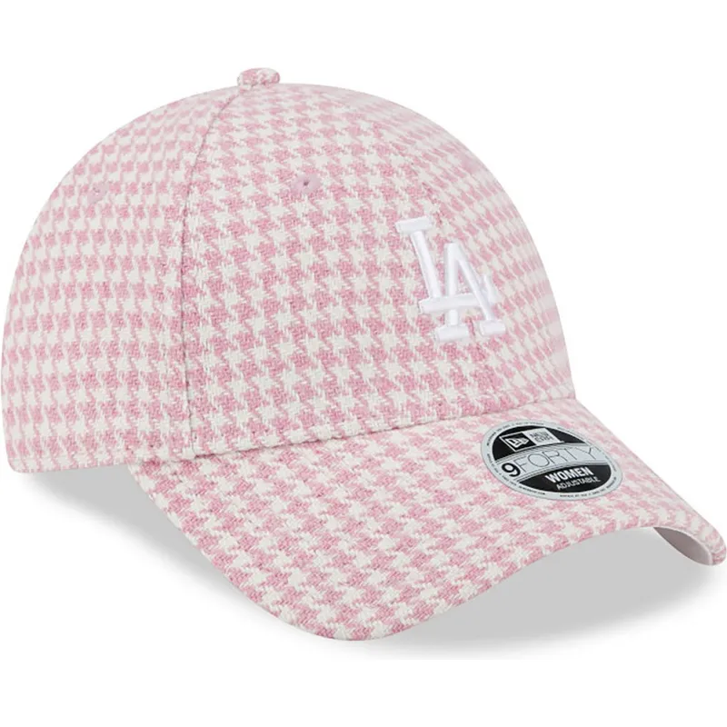 kepure-islenkta-rozine-reguliuojamas-9forty-houndstooth-los-angeles-dodgers-mlb-new-era