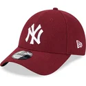 kepure-islenkta-raudona-reguliuojamas-9forty-essential-melton-wool-new-york-yankees-mlb-new-era