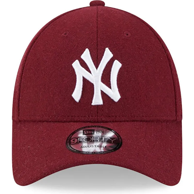 kepure-islenkta-raudona-reguliuojamas-9forty-essential-melton-wool-new-york-yankees-mlb-new-era