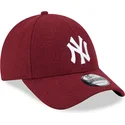 kepure-islenkta-raudona-reguliuojamas-9forty-essential-melton-wool-new-york-yankees-mlb-new-era