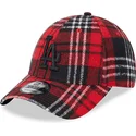 kepure-islenkta-raudona-reguliuojamas-9forty-check-los-angeles-dodgers-mlb-new-era