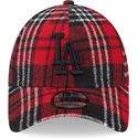 kepure-islenkta-raudona-reguliuojamas-9forty-check-los-angeles-dodgers-mlb-new-era
