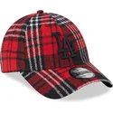 kepure-islenkta-raudona-reguliuojamas-9forty-check-los-angeles-dodgers-mlb-new-era